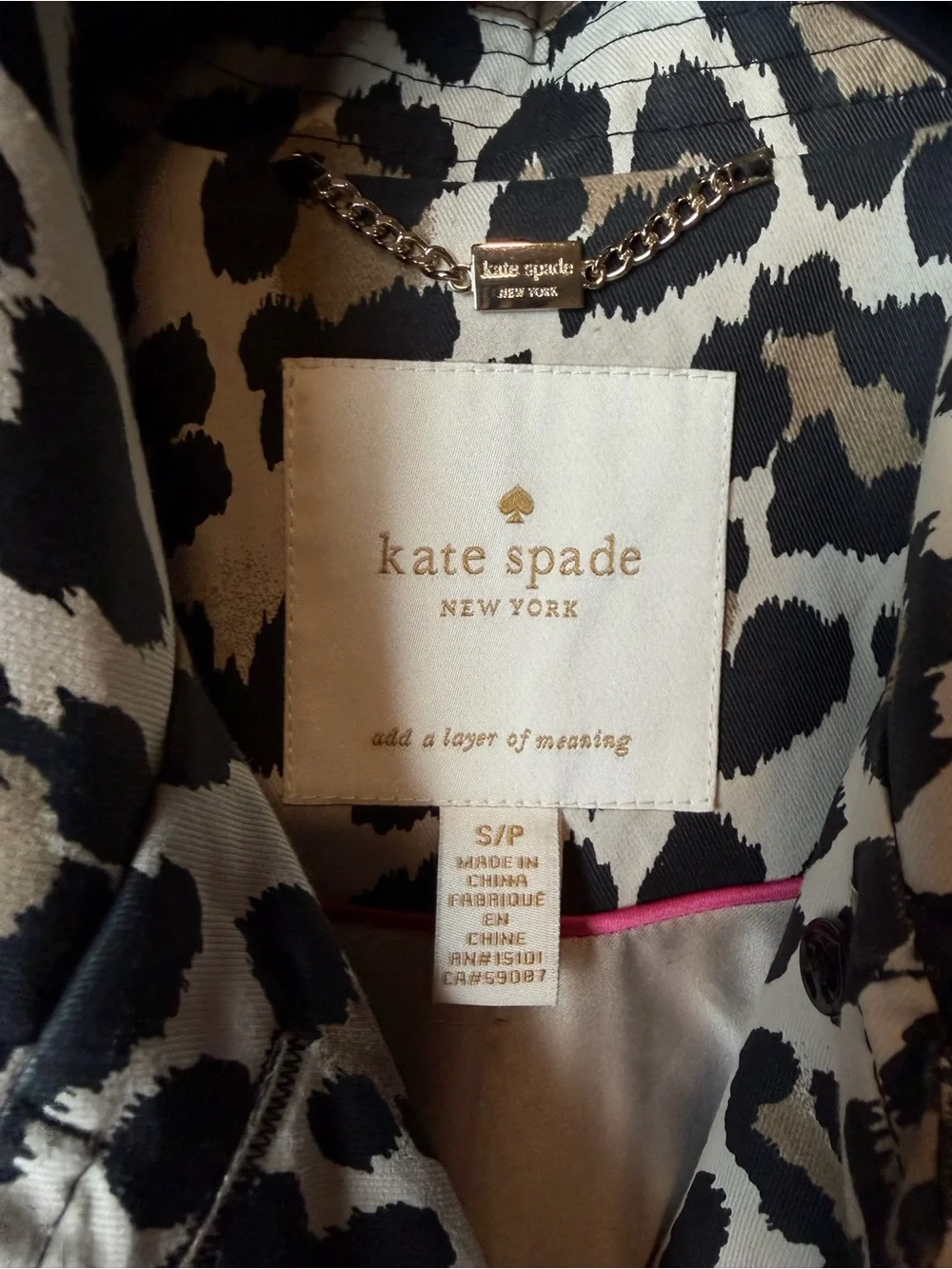 kate spade Leopard Print Coat in Black, Cream, Brown